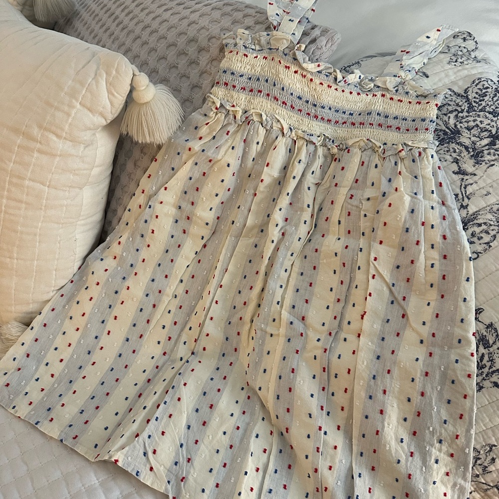 Cat & Jack Cream Dress with Red and Blue Dots